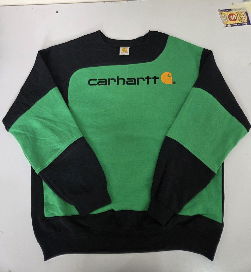Vintage Carhartt Reworked Sweatshirt – Unique Upcycled Paneled Jumper – Size L
